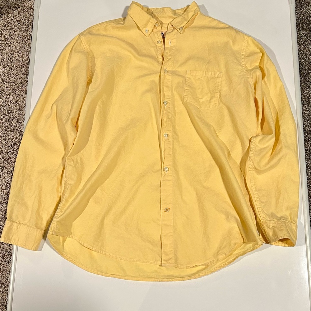 Life Khaki Men's Yellow Casual Button-Down Shirt, XL